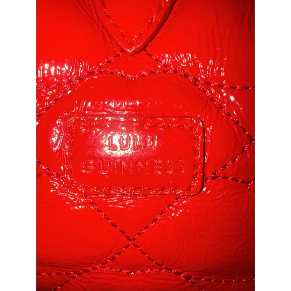 Lulu Guinness London Quilted Lips Large Tote Red‎ Patent